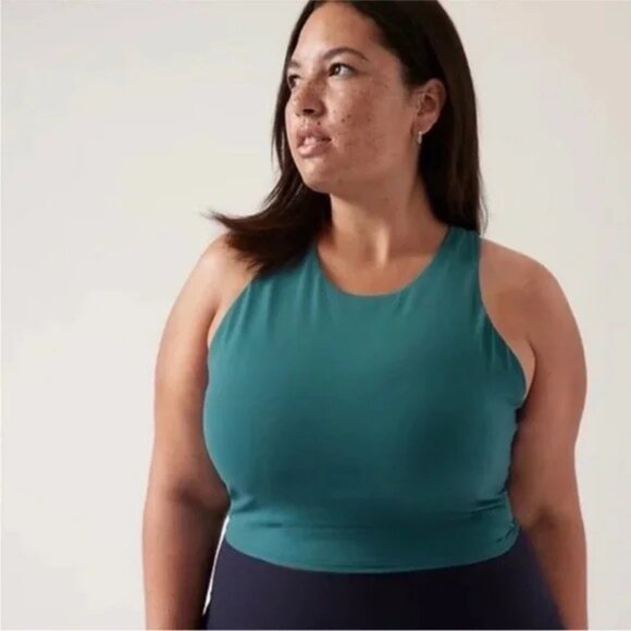 Athleta Tops - Athleta Conscious Crop Top Teal Sports Bra Removable Padding Size 3X New